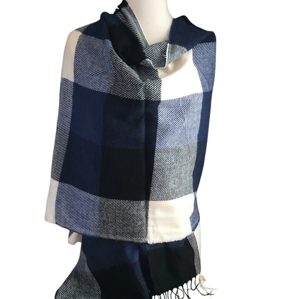 Banana Republic Plaid Fringe Wrap Scarf - NWTs